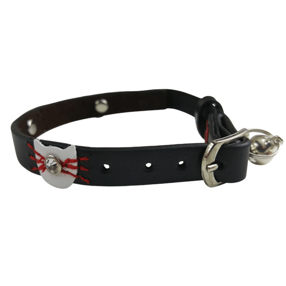 Black leather cat clearance collar